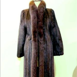 Mahogany lunaraine mink coat with fox tux